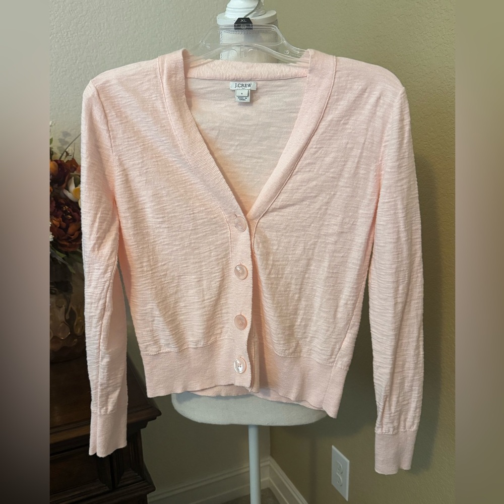 J. Crew Pale Pink Lightweight Button-Up Cardigan